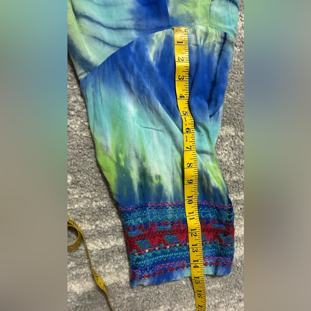 Calessa Embroidered Tunic Top Size 2X Colorful Tie Dye Bohemian Peasant Rayon - Picture 8 of 8